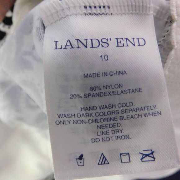 Lands' End Black White Floral Underwire Padded Built In Bra Tankini 10 - Picture 3 of 5